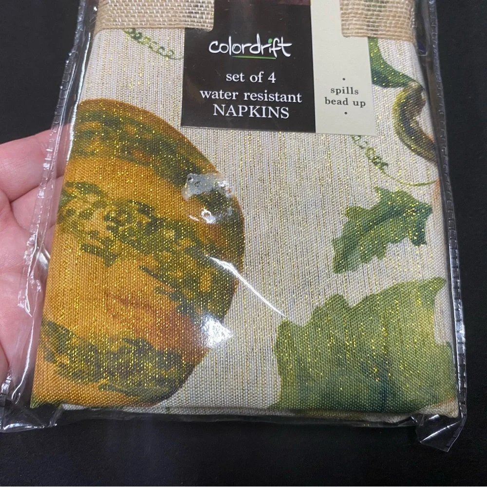 Colordrift Harvest napkins set of 4 pumpkin shimmer new in package